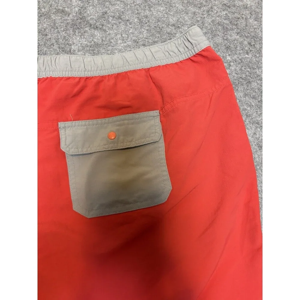 Vtg 90s L.L. Bean Men’s Salmon Swim Trunks XL  Nylon Zip Pocket Elastic Waist